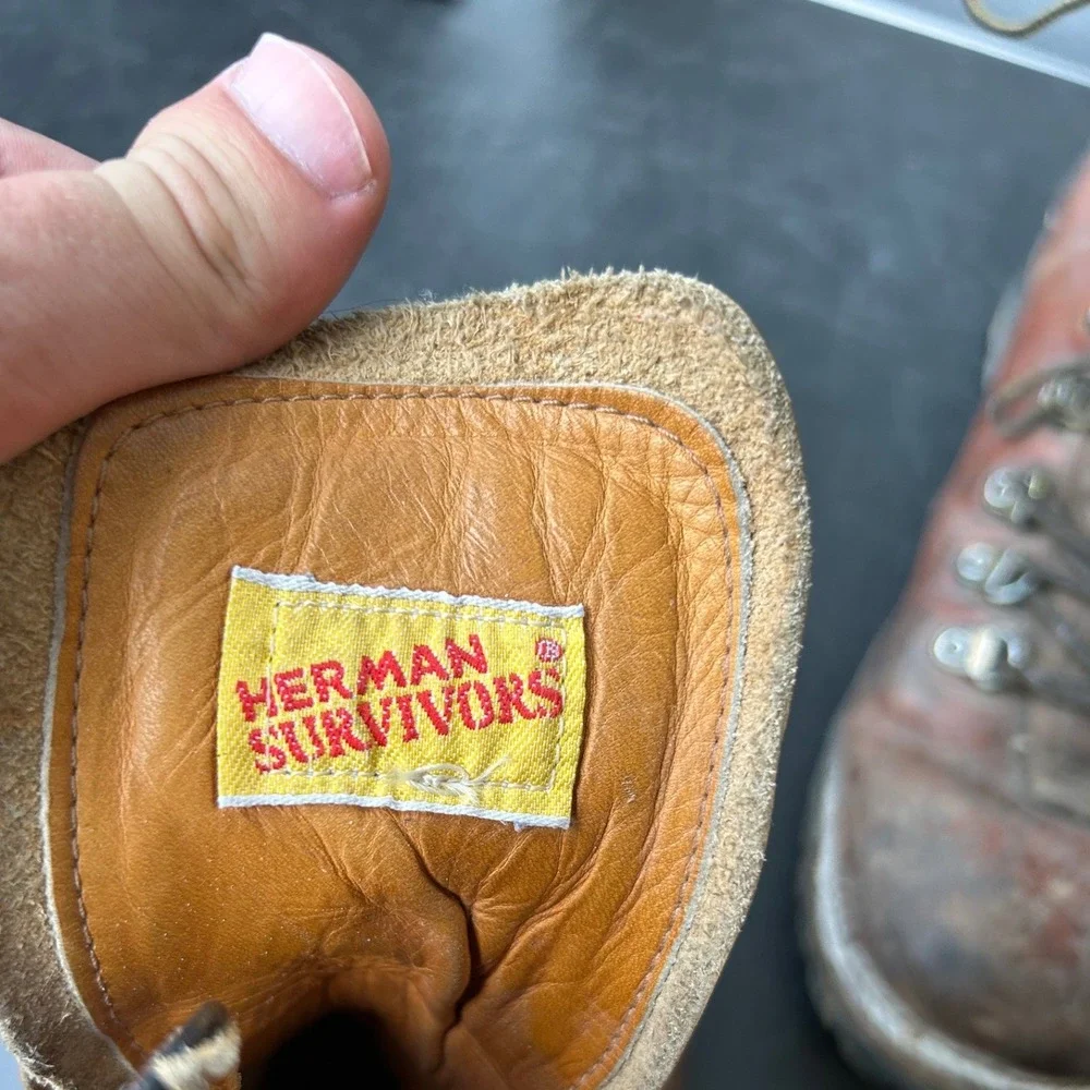 1960\'s Herman Survivors 89227 Brown Leather Work Boots Mens 11 M Vibram Sole USA 1960 main image 3
